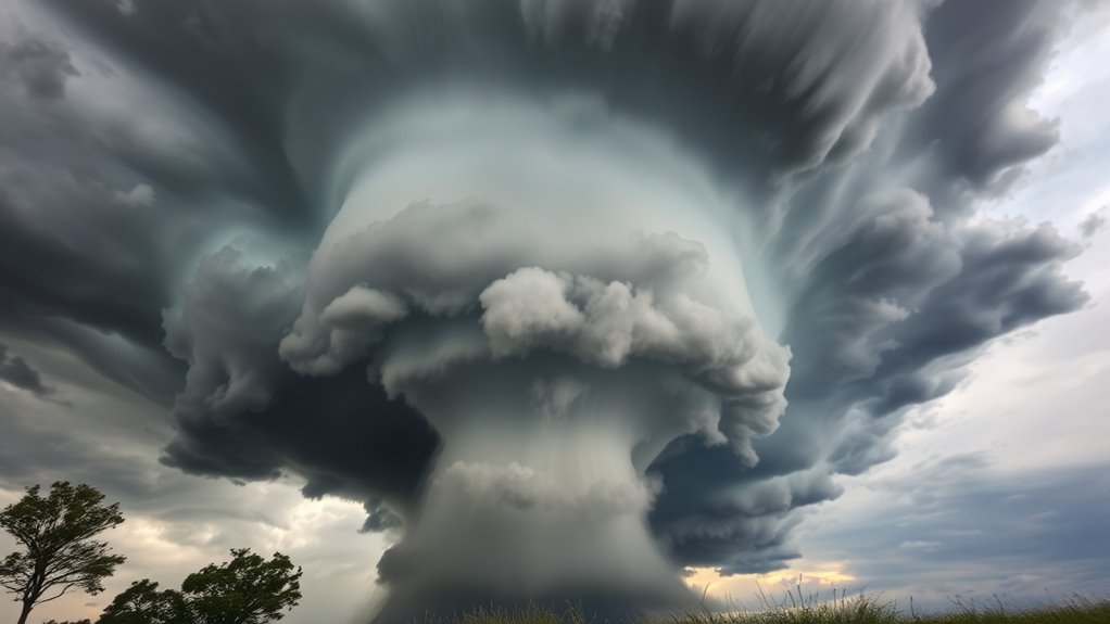 darkening anvil shaped clouds