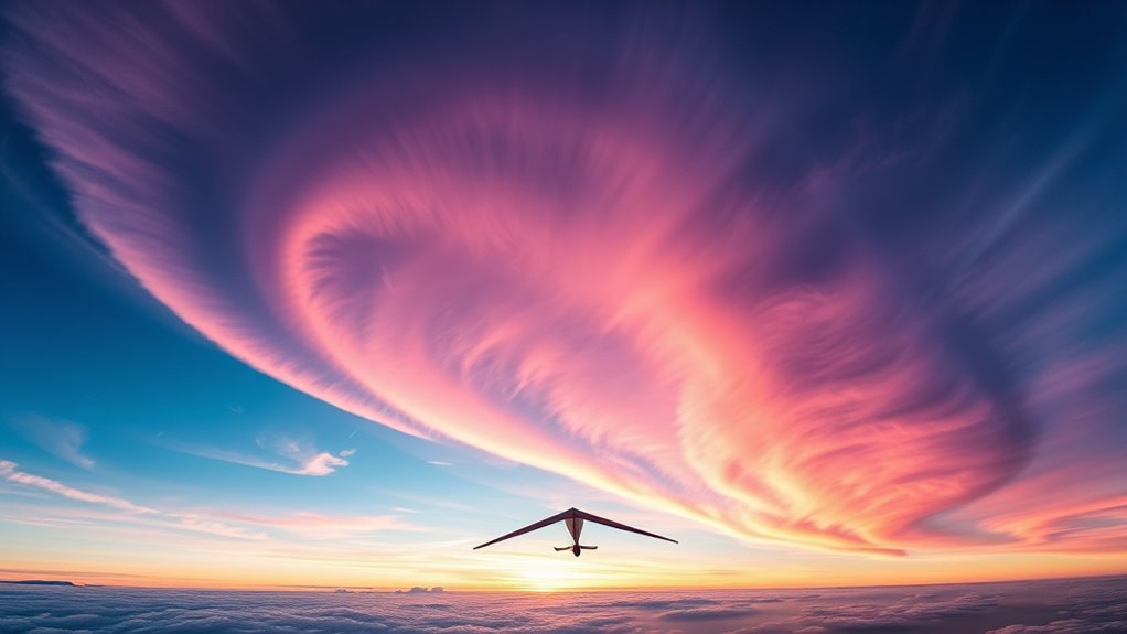 inspiring flight through clouds