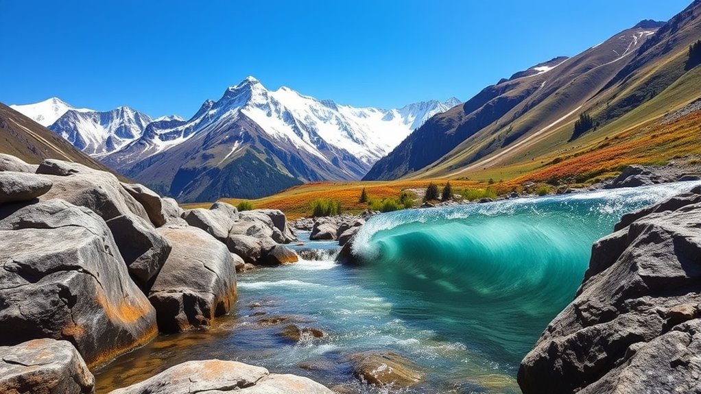 mountain lake river surfing