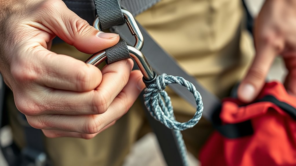 secure gear with carabiners