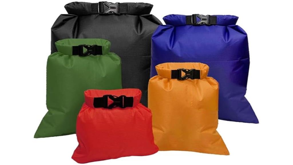 five waterproof dry sacks