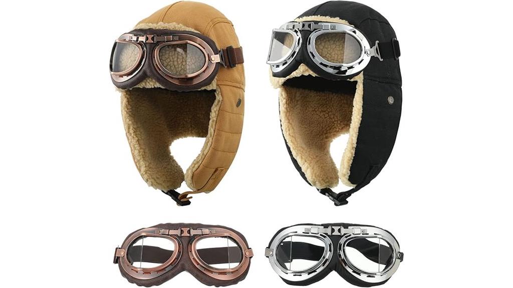 pilot hat and goggles