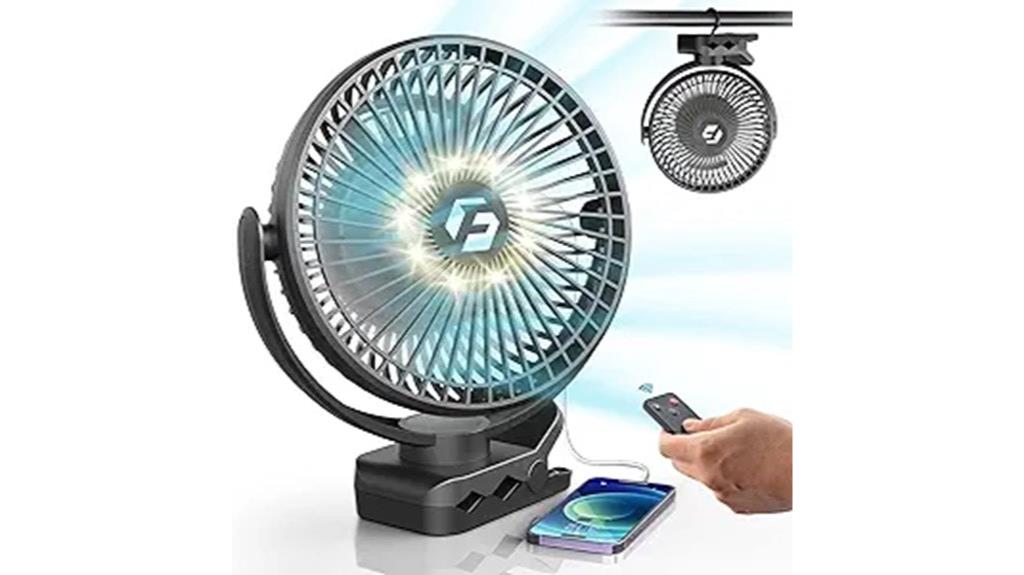 rechargeable 8 inch clip on fan