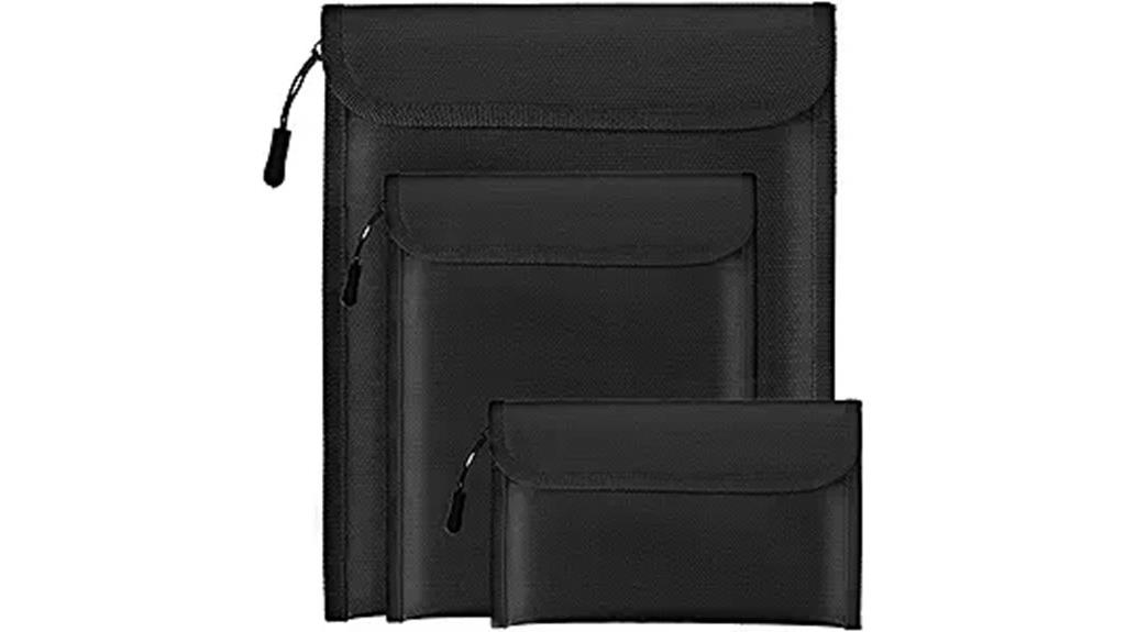 three black fireproof waterproof bags